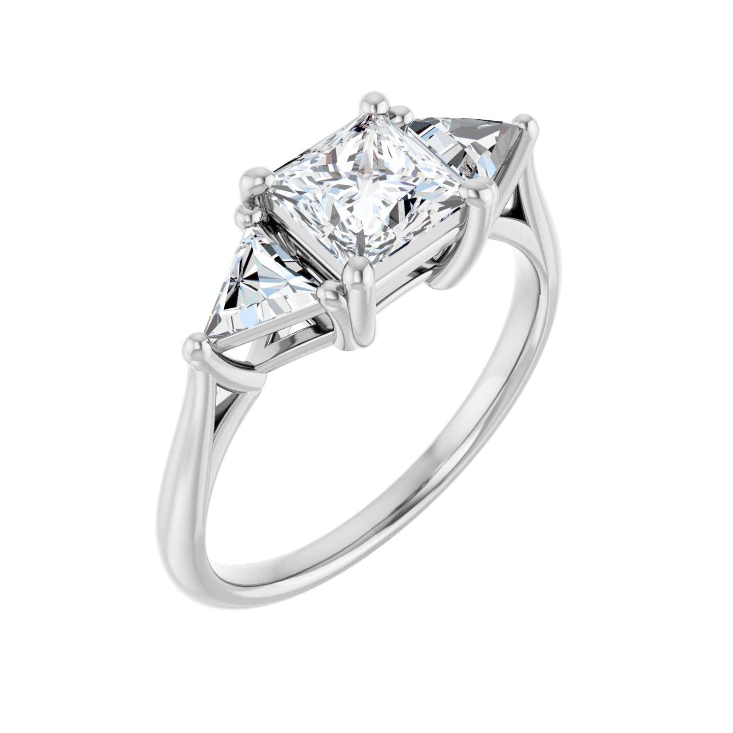 Square Three-Stone Engagement Ring | Metal Type=14K White Gold | Center Stone Size=1 CT | Image 1