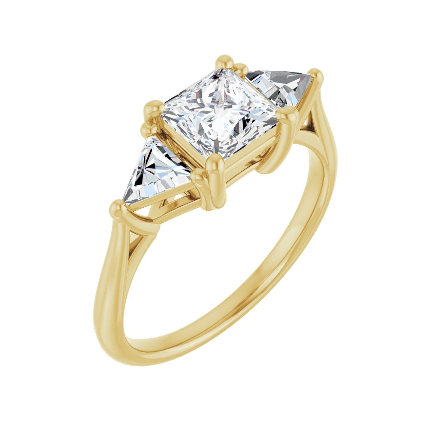 Square Three-Stone Engagement Ring | Metal Type=14K Yellow Gold | Center Stone Size=1 CT | Image 1