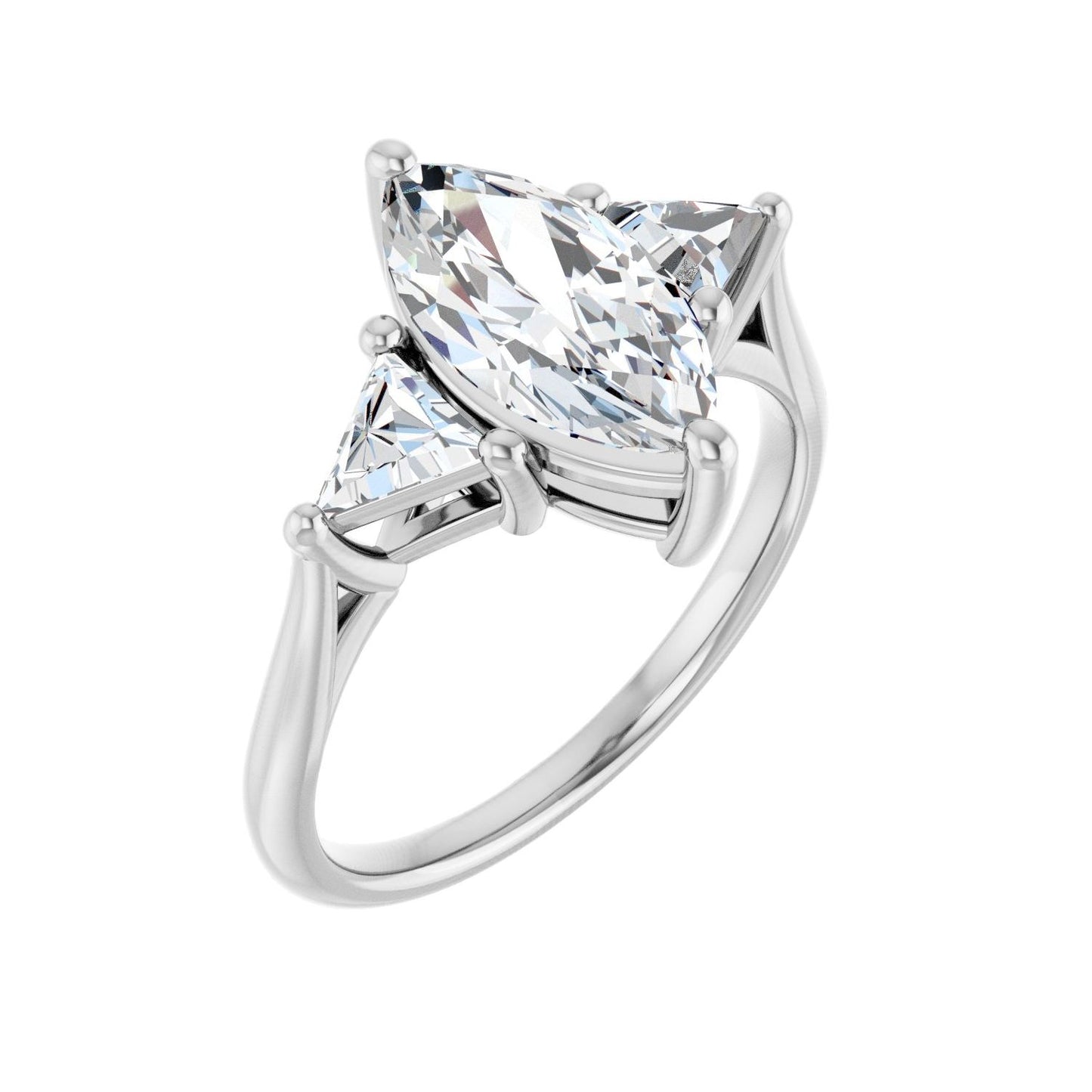 Marquise Three-Stone Engagement Ring | Metal Type=14K White Gold | Center Stone Size=1.5 CT | Image 1