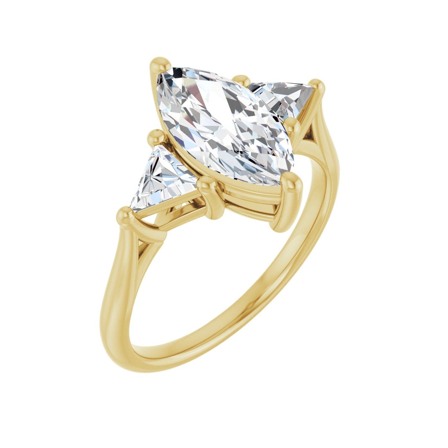 Marquise Three-Stone Engagement Ring | Metal Type=14K Yellow Gold | Center Stone Size=1.5 CT | Image 1