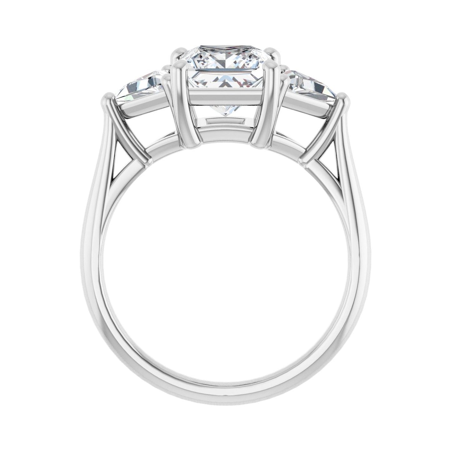 Square Three-Stone Engagement Ring | Metal Type=14K White Gold | Center Stone Size=1.5 CT | Image 2