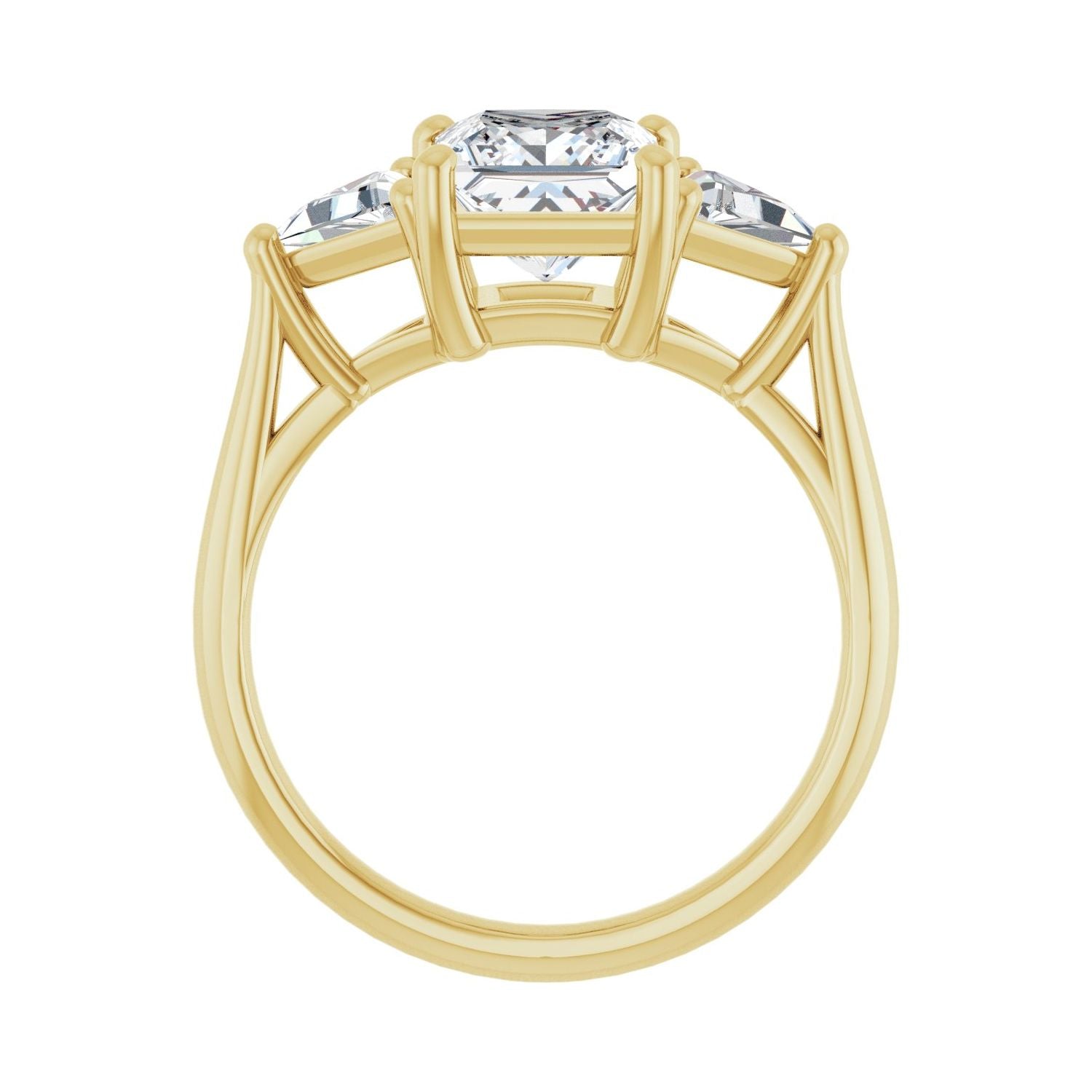 Square Three-Stone Engagement Ring | Metal Type=14K Yellow Gold | Center Stone Size=1.5 CT | Image 2