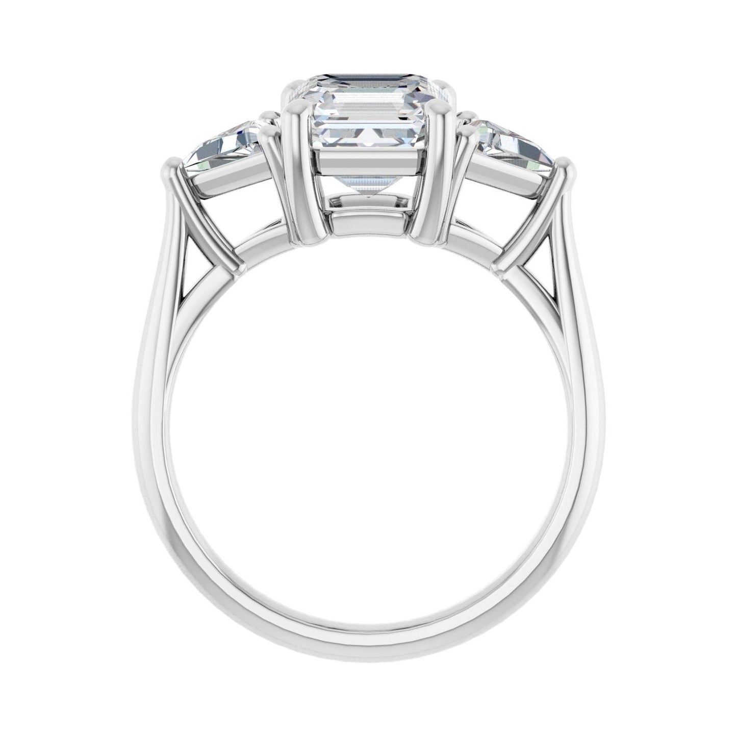 Asscher Three-Stone Engagement Ring | Metal Type=14K White Gold | Center Stone Size=2 CT | Image 2