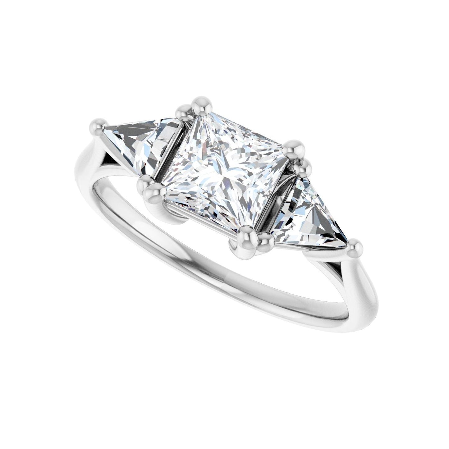 Square Three-Stone Engagement Ring | Metal Type=14K White Gold | Center Stone Size=1 CT | Image 5