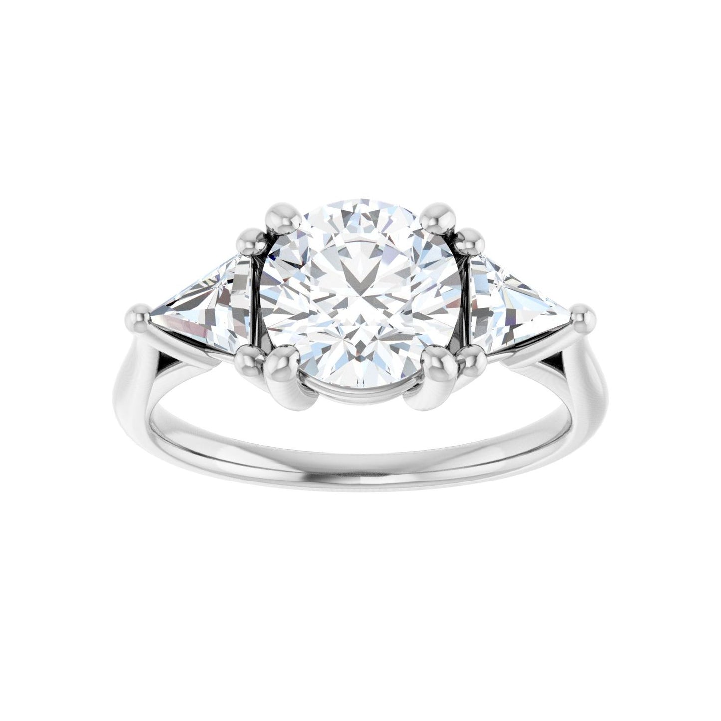 Round Three-Stone Engagement Ring | Metal Type=14K White Gold | Center Stone Size=1.5 CT | Image 3