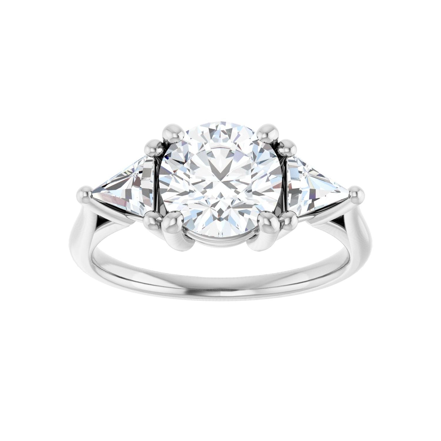 Round Three-Stone Engagement Ring | Metal Type=14K White Gold | Center Stone Size=1.5 CT | Image 3