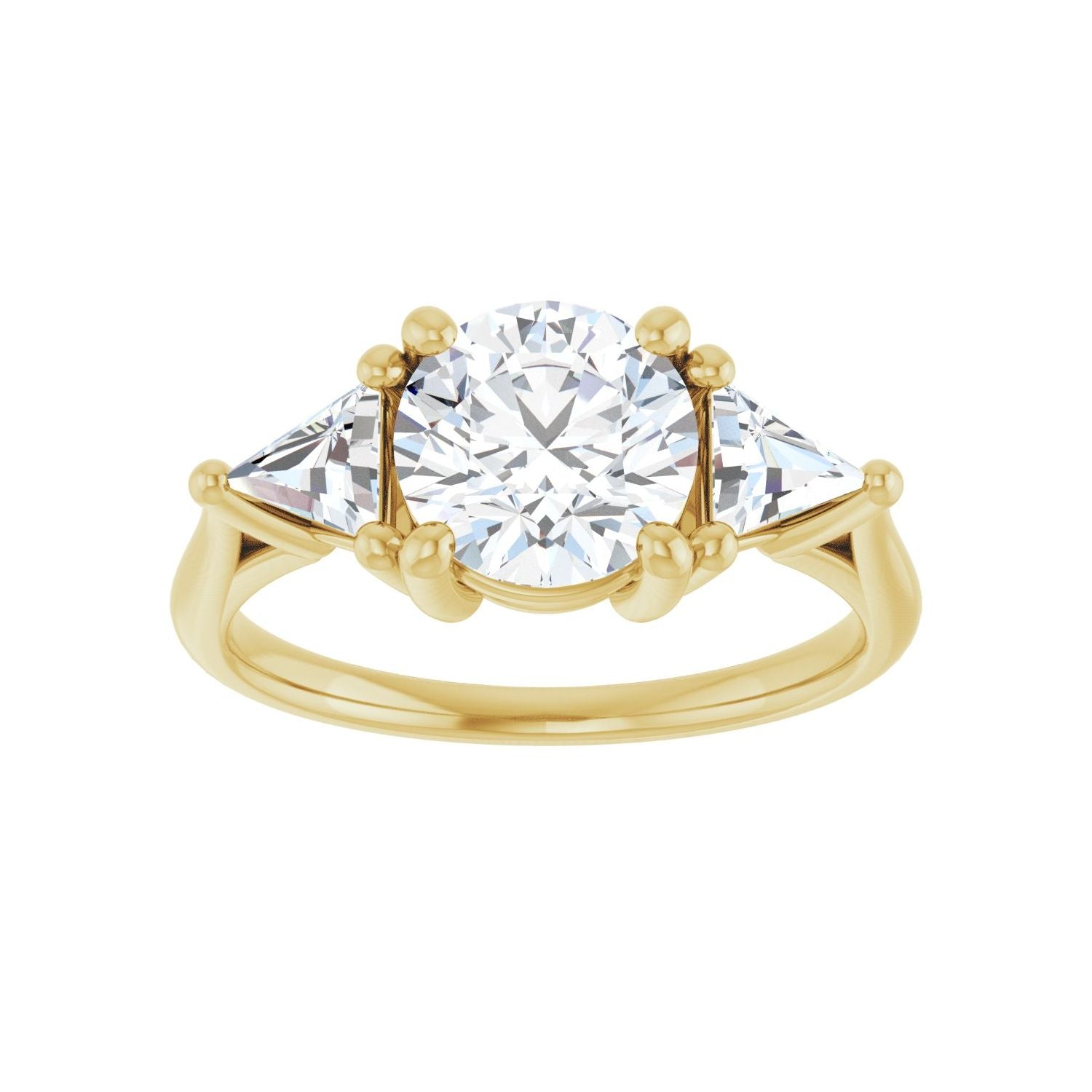 Round Three-Stone Engagement Ring | Metal Type=14K Yellow Gold | Center Stone Size=1.5 CT | Image 3