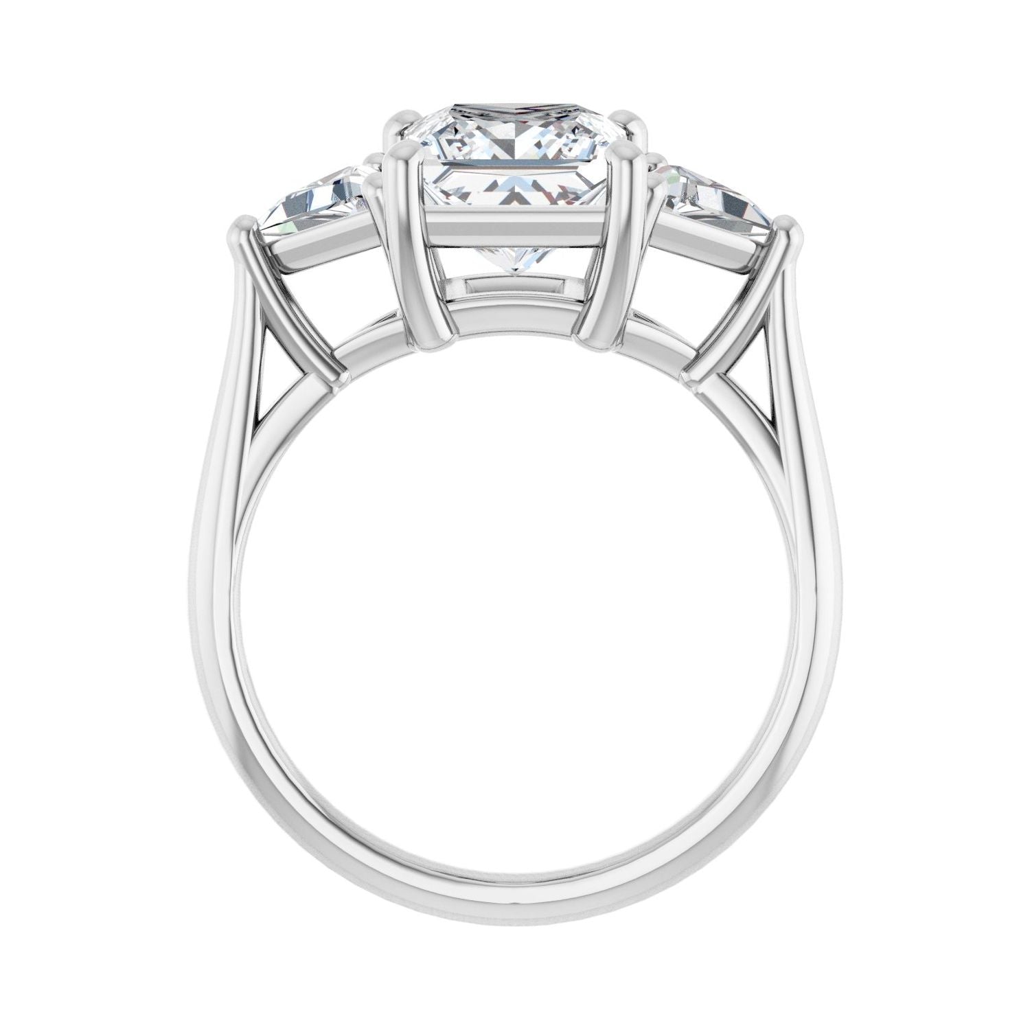 Square Three-Stone Engagement Ring | Metal Type=14K White Gold | Center Stone Size=2 CT | Image 2