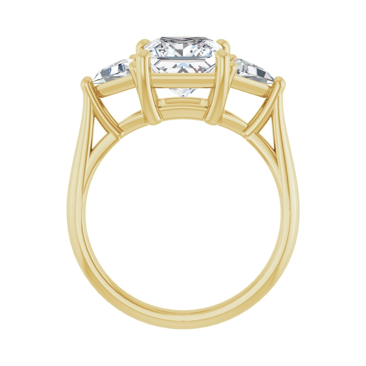 Square Three-Stone Engagement Ring | Metal Type=14K Yellow Gold | Center Stone Size=2 CT | Image 2