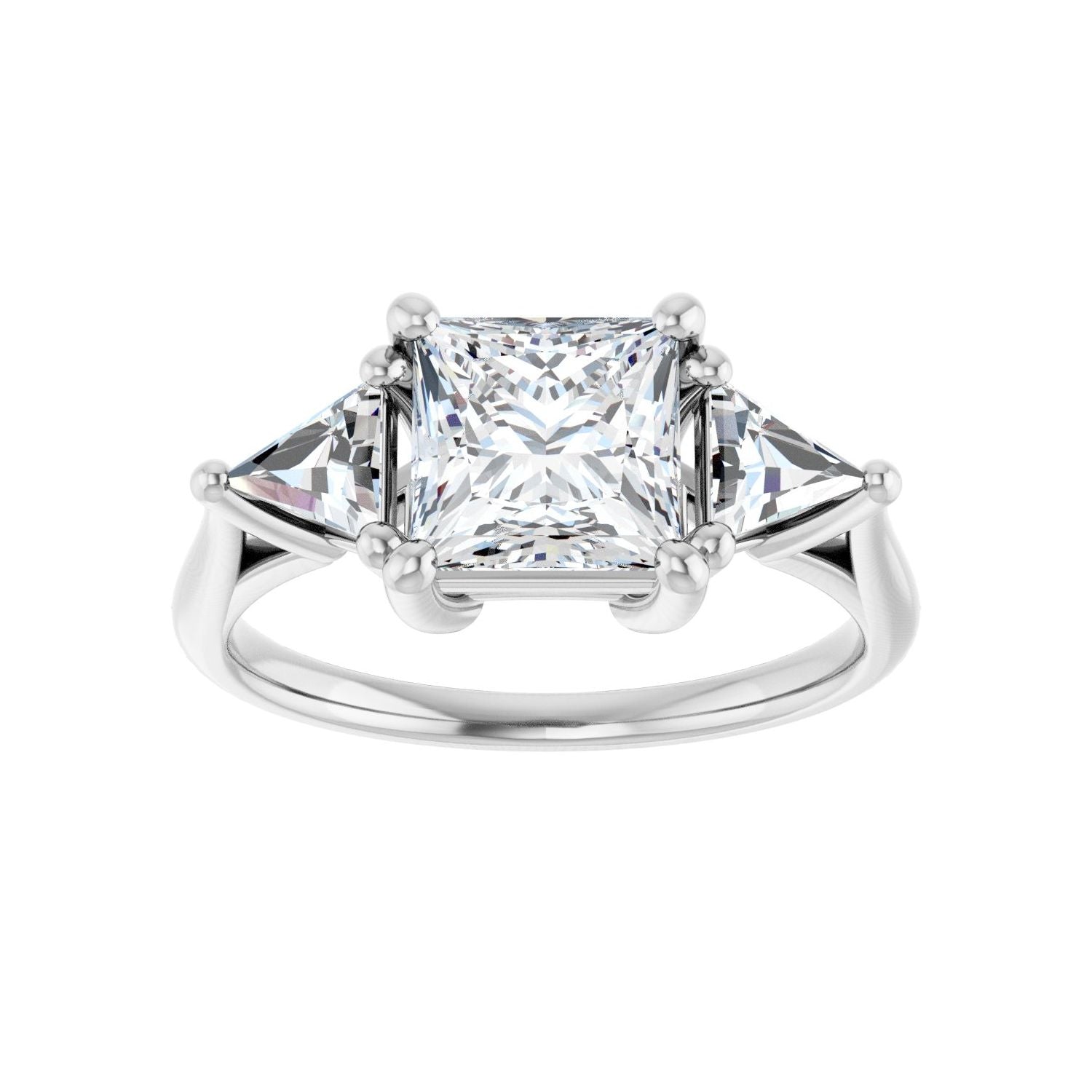 Square Three-Stone Engagement Ring | Metal Type=14K White Gold | Center Stone Size=1.5 CT | Image 3