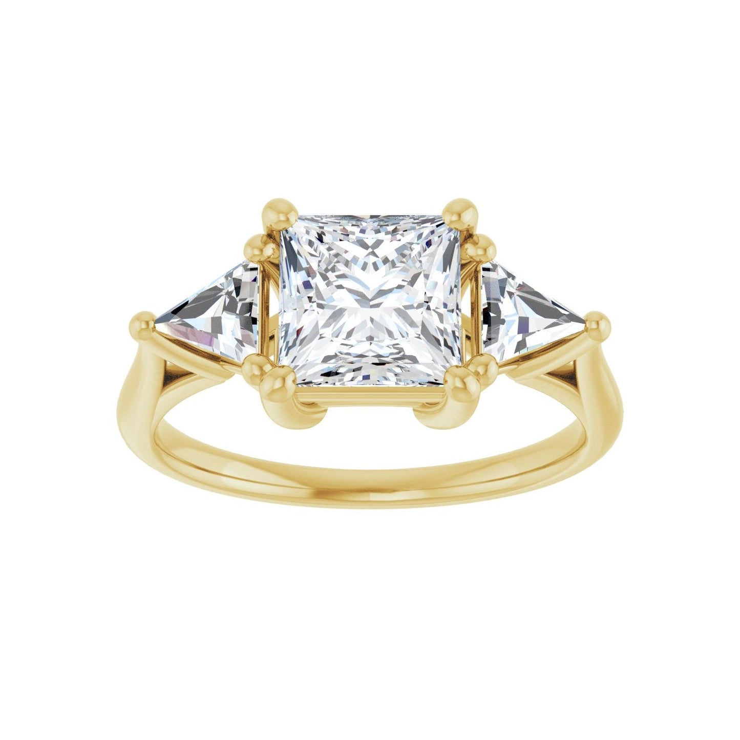 Square Three-Stone Engagement Ring | Metal Type=14K Yellow Gold | Center Stone Size=1.5 CT | Image 3