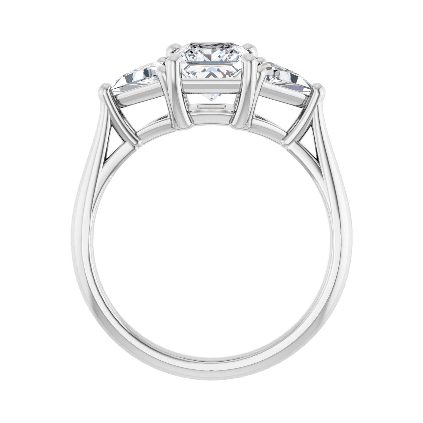 Square Three-Stone Engagement Ring | Metal Type=14K White Gold | Center Stone Size=1 CT | Image 2