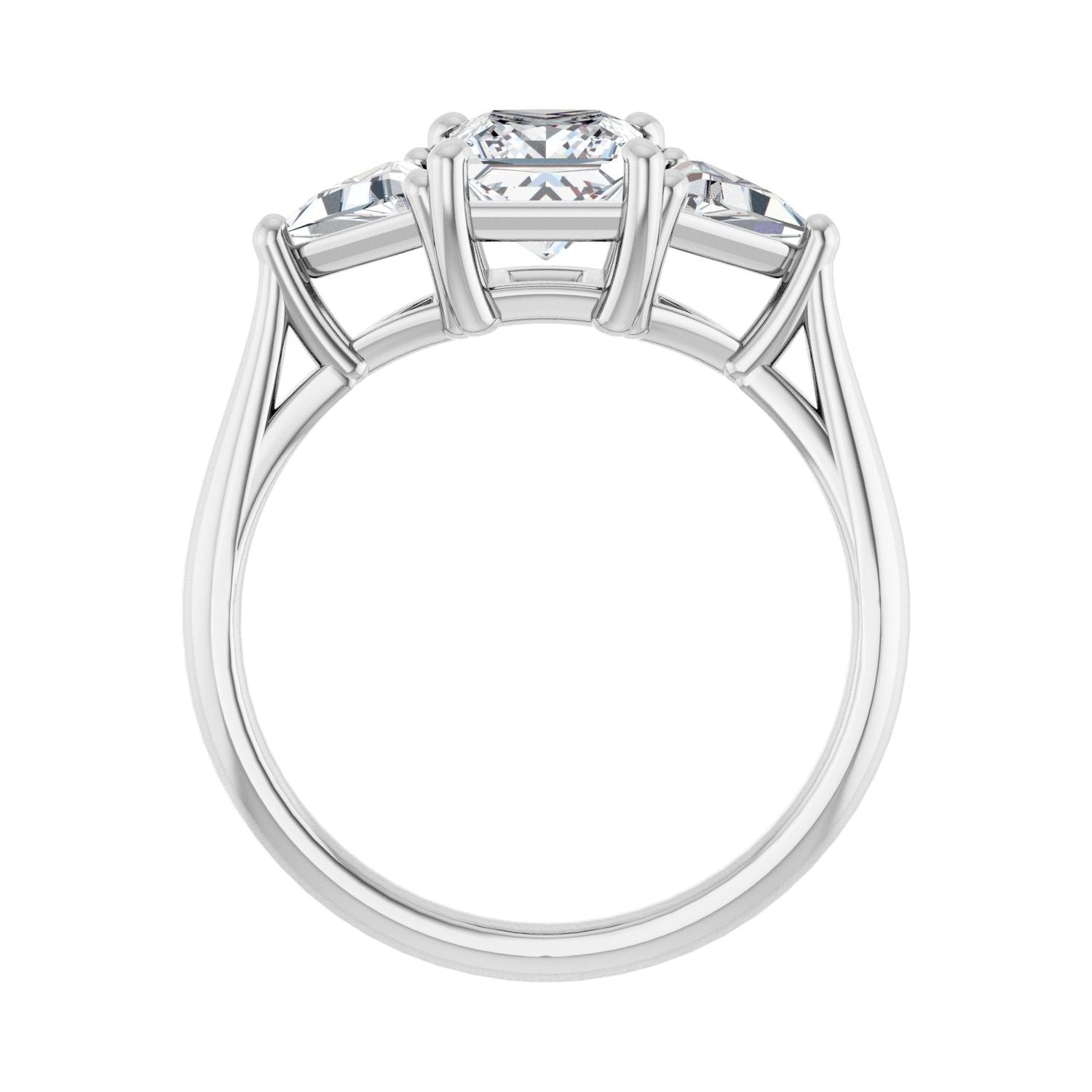 Square Three-Stone Engagement Ring | Metal Type=14K White Gold | Center Stone Size=1 CT | Image 2