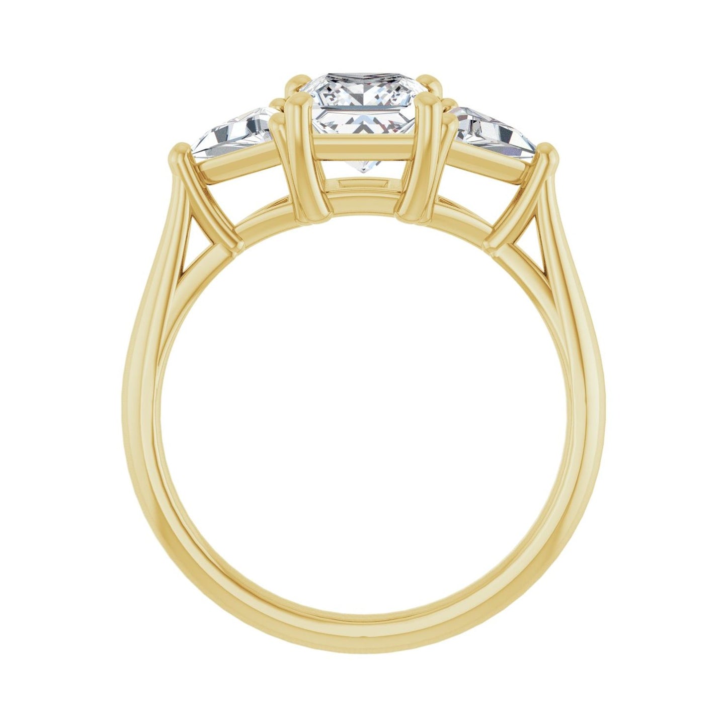 Square Three-Stone Engagement Ring | Metal Type=14K Yellow Gold | Center Stone Size=1 CT | Image 2