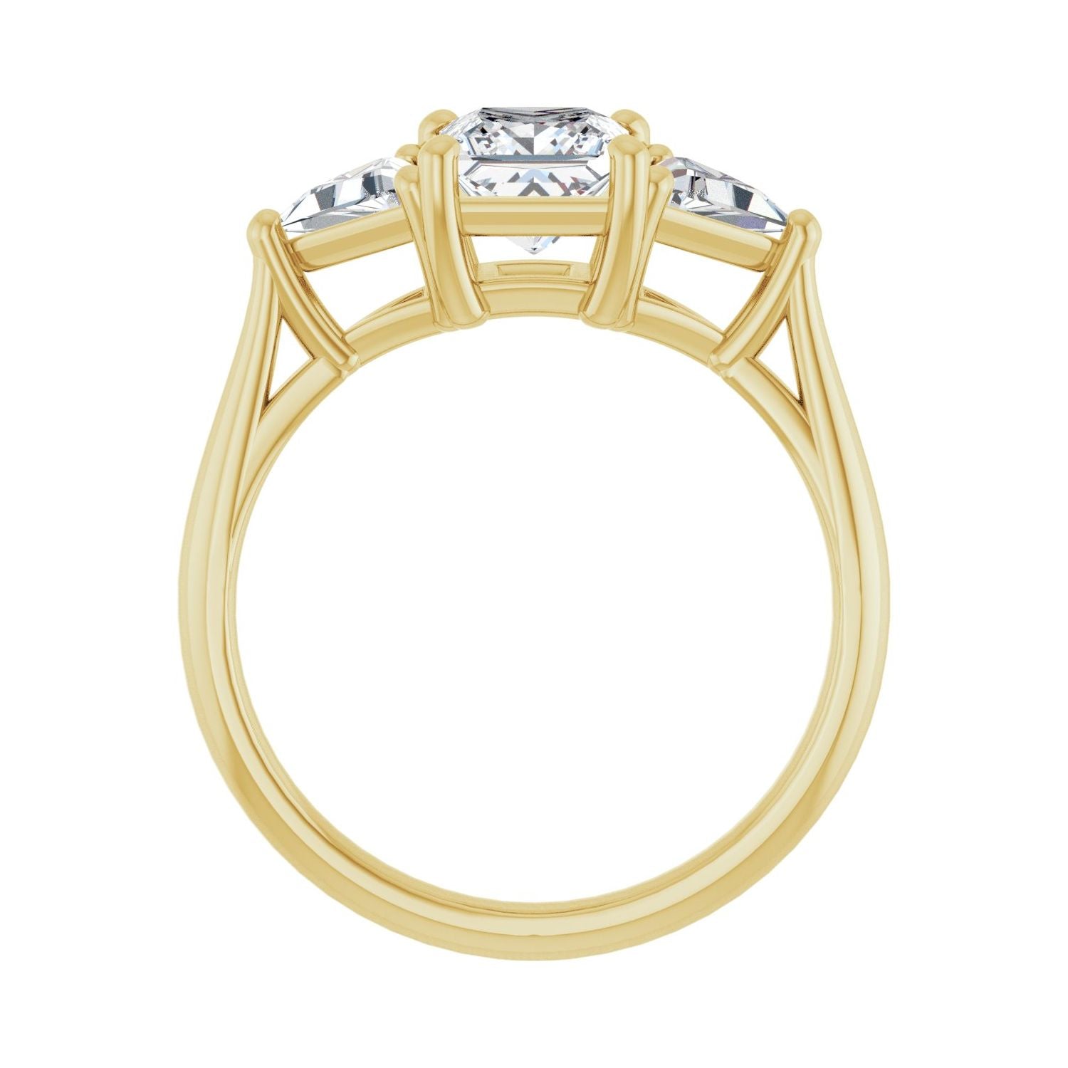 Square Three-Stone Engagement Ring | Metal Type=14K Yellow Gold | Center Stone Size=1 CT | Image 2