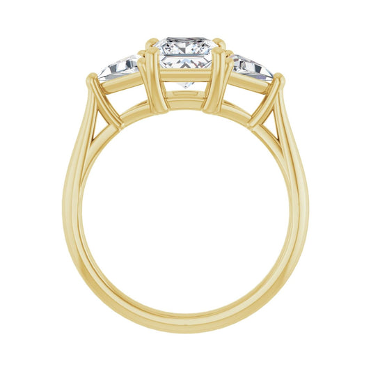 Square Three-Stone Engagement Ring | Metal Type=14K Yellow Gold | Center Stone Size=1 CT | Image 2