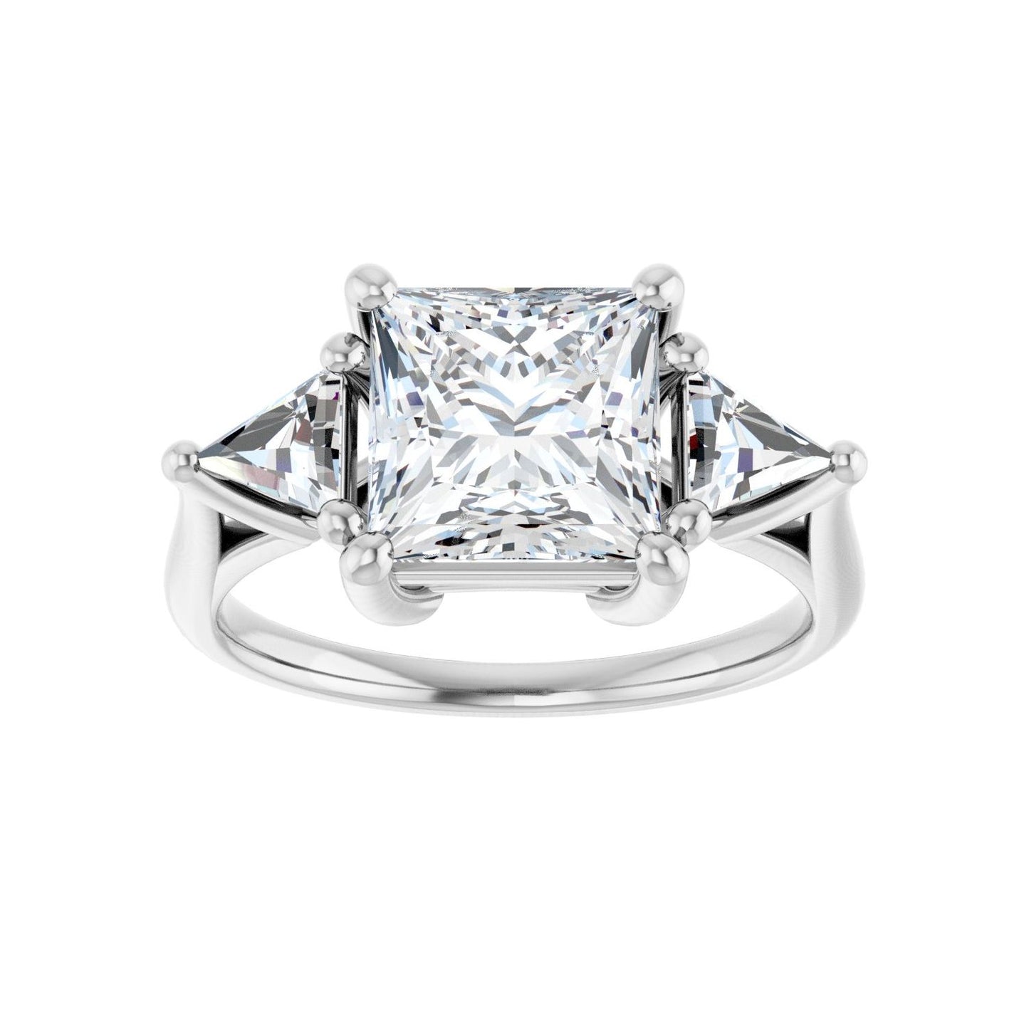 Square Three-Stone Engagement Ring | Metal Type=14K White Gold | Center Stone Size=2.5 CT | Image 3