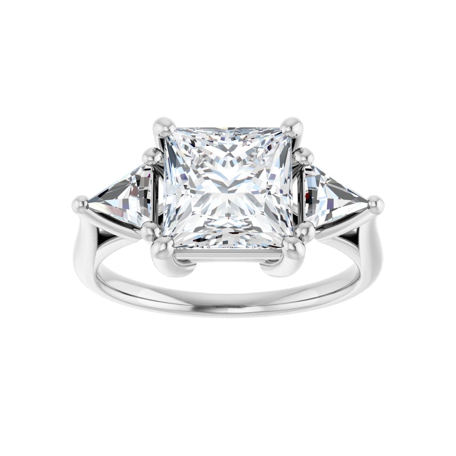 Square Three-Stone Engagement Ring | Metal Type=14K White Gold | Center Stone Size=2.5 CT | Image 3