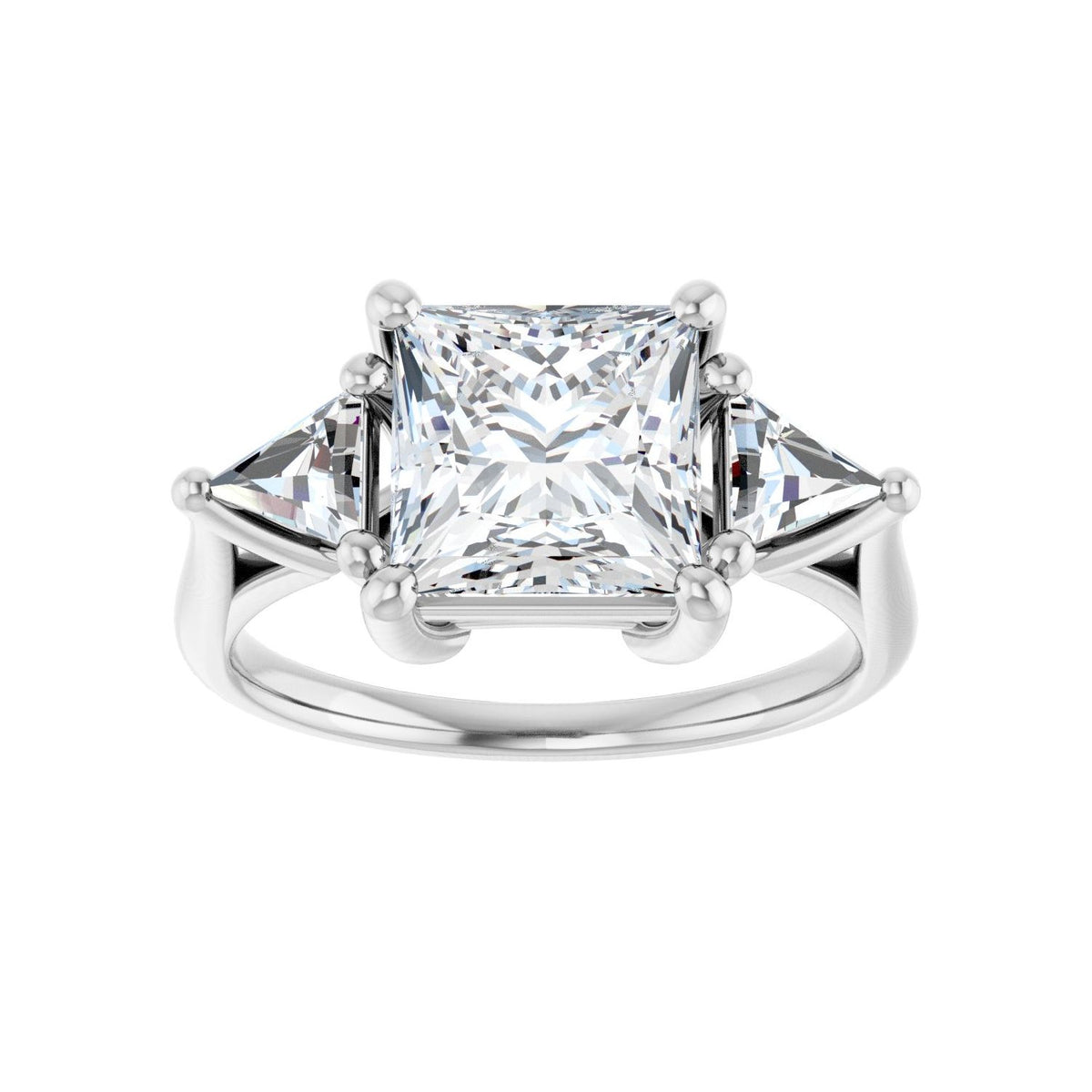 Square Three-Stone Engagement Ring | Metal Type=14K White Gold | Center Stone Size=2.5 CT | Image 1