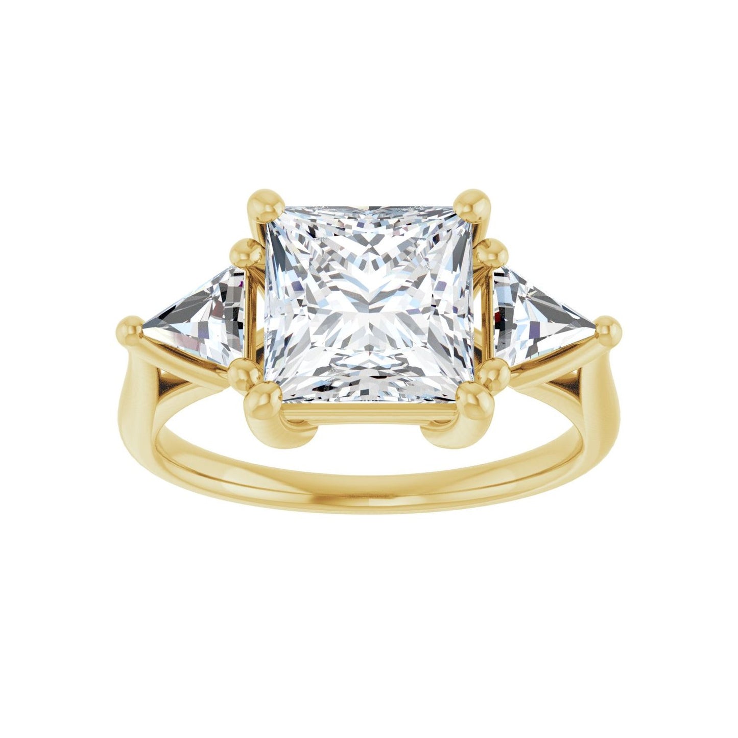 Square Three-Stone Engagement Ring | Metal Type=14K Yellow Gold | Center Stone Size=2.5 CT | Image 3