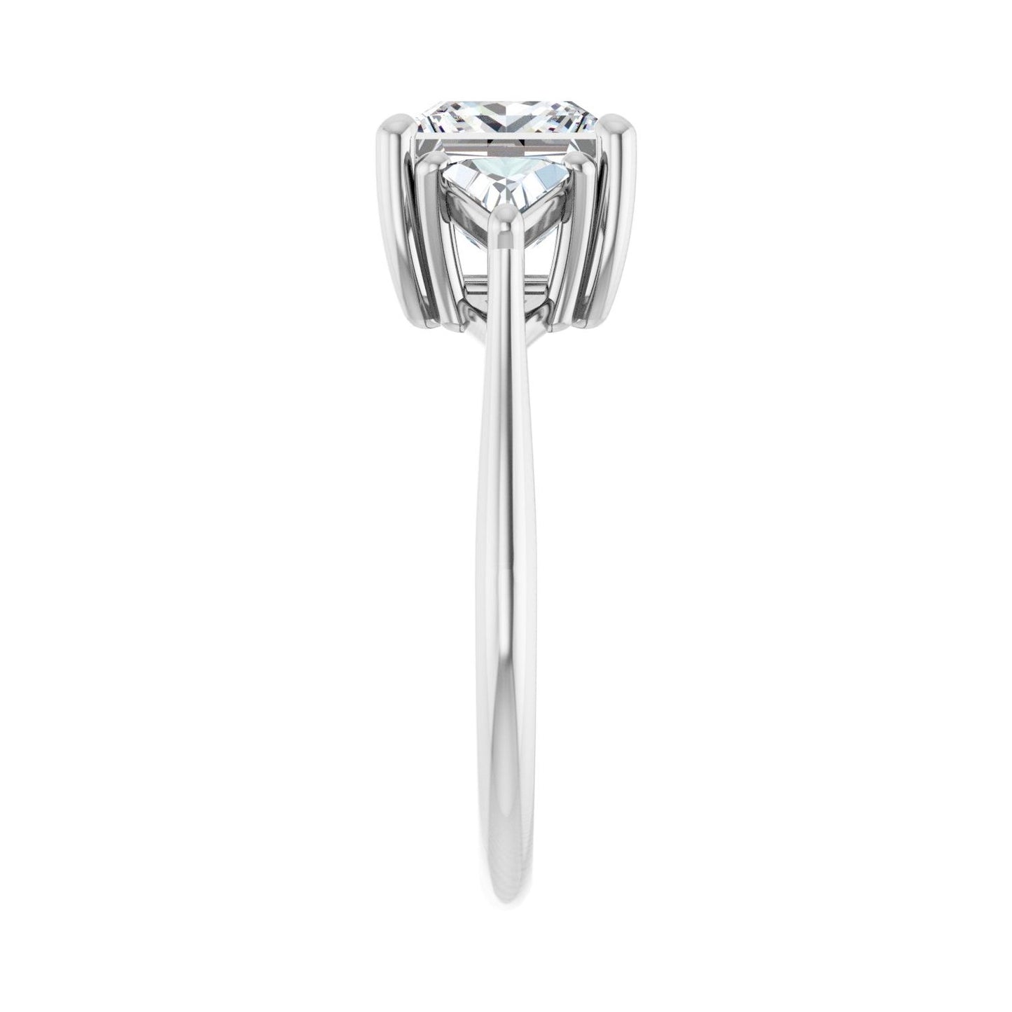 Square Three-Stone Engagement Ring | Metal Type=14K White Gold | Center Stone Size=2 CT | Image 4
