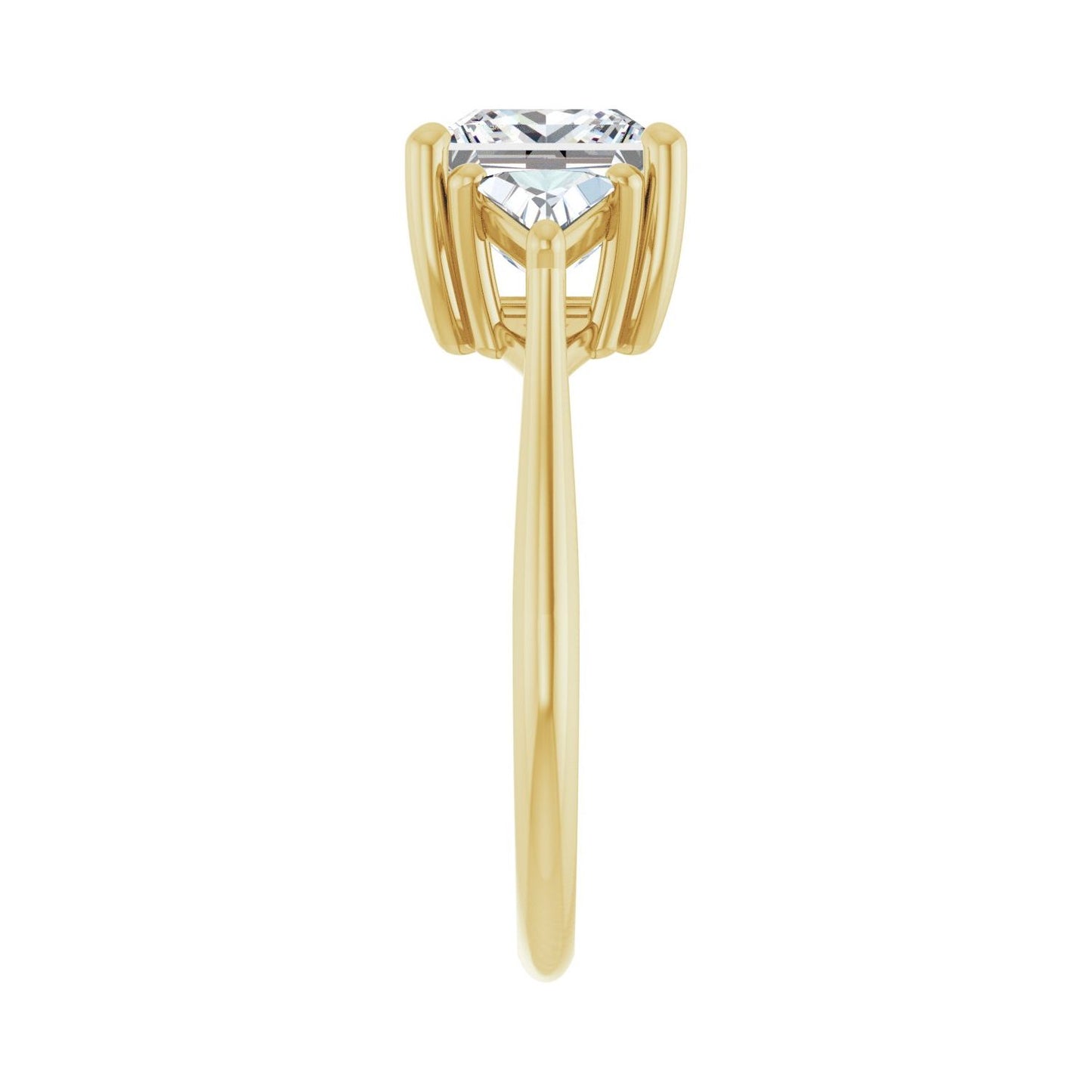 Square Three-Stone Engagement Ring | Metal Type=14K Yellow Gold | Center Stone Size=2 CT | Image 4