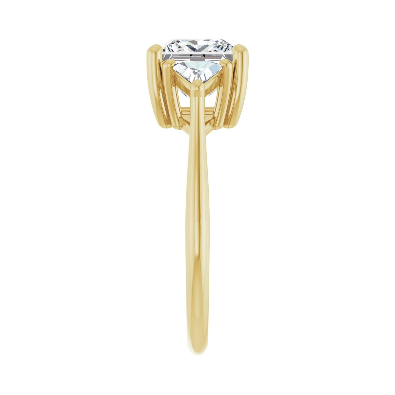 Square Three-Stone Engagement Ring | Metal Type=14K Yellow Gold | Center Stone Size=2 CT | Image 4