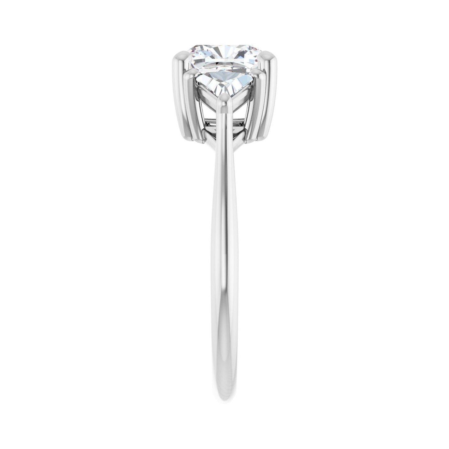 Cushion Three-Stone Engagement Ring | Metal Type=14K White Gold | Center Stone Size=2 CT | Image 4