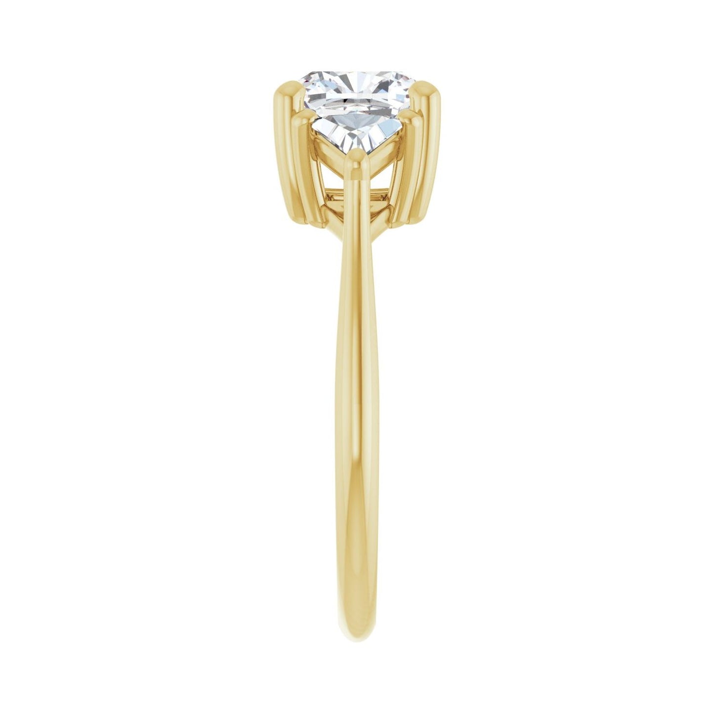 Cushion Three-Stone Engagement Ring | Metal Type=14K Yellow Gold | Center Stone Size=2 CT | Image 4