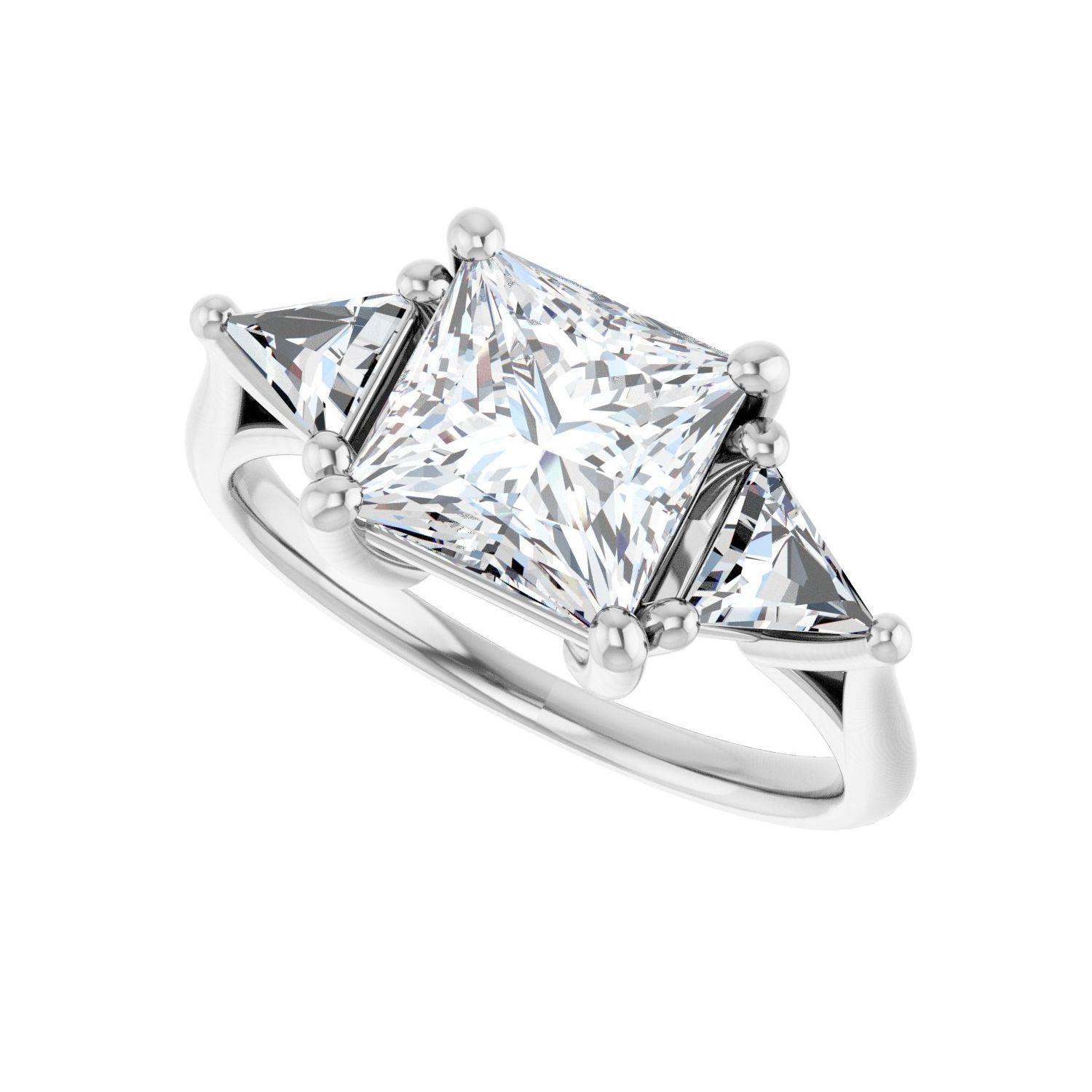 Square Three-Stone Engagement Ring | Metal Type=14K White Gold | Center Stone Size=2 CT | Image 5