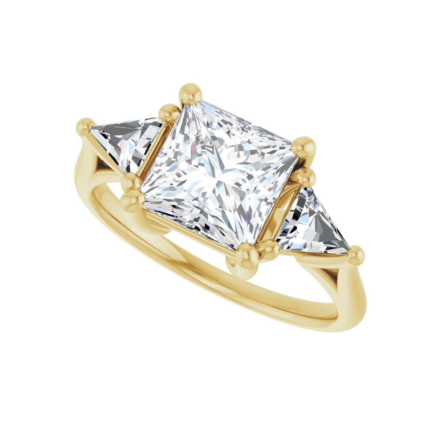 Square Three-Stone Engagement Ring | Metal Type=14K Yellow Gold | Center Stone Size=2 CT | Image 5