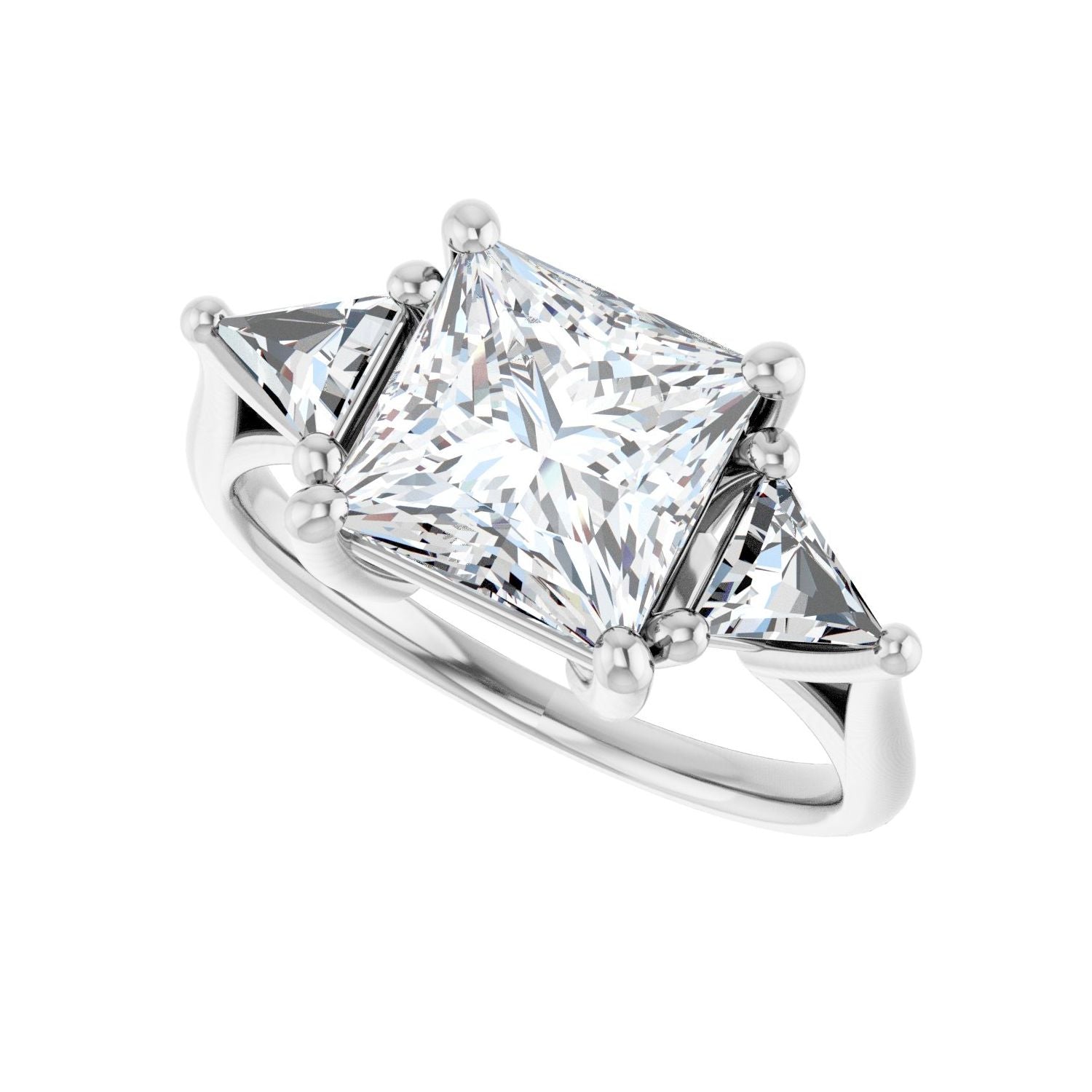 Square Three-Stone Engagement Ring | Metal Type=14K White Gold | Center Stone Size=2.5 CT | Image 5