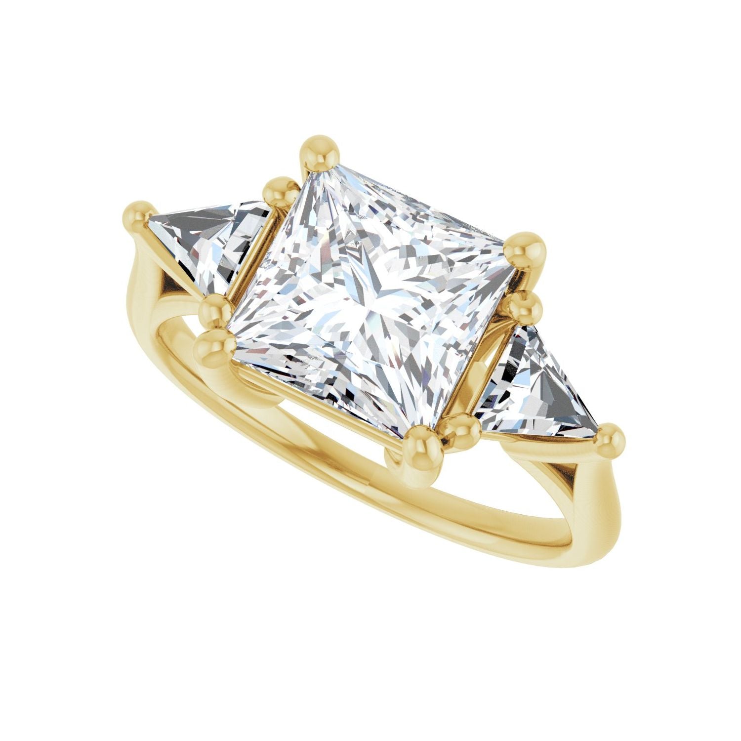Square Three-Stone Engagement Ring | Metal Type=14K Yellow Gold | Center Stone Size=2.5 CT | Image 5