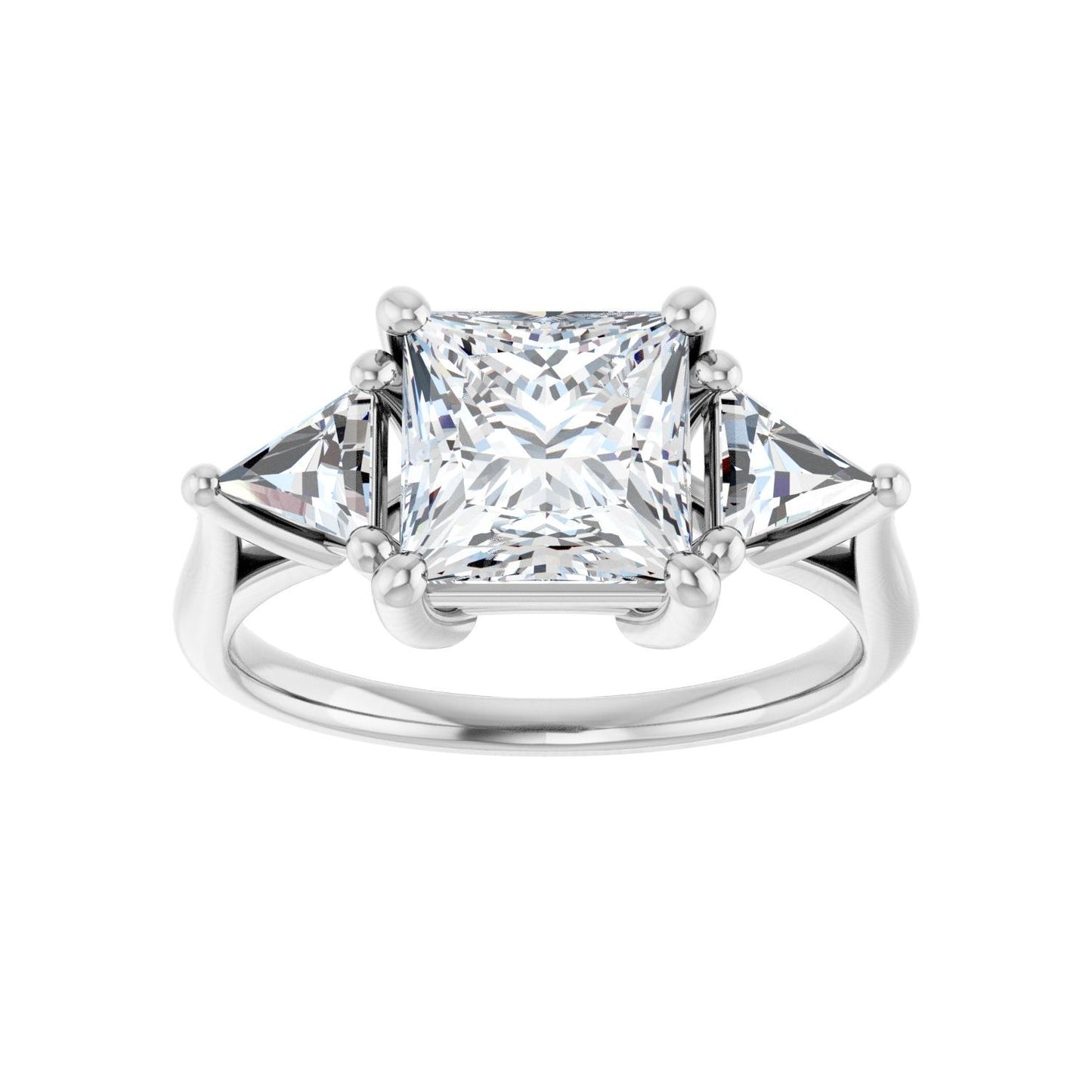 Square Three-Stone Engagement Ring | Metal Type=14K White Gold | Center Stone Size=2 CT | Image 3