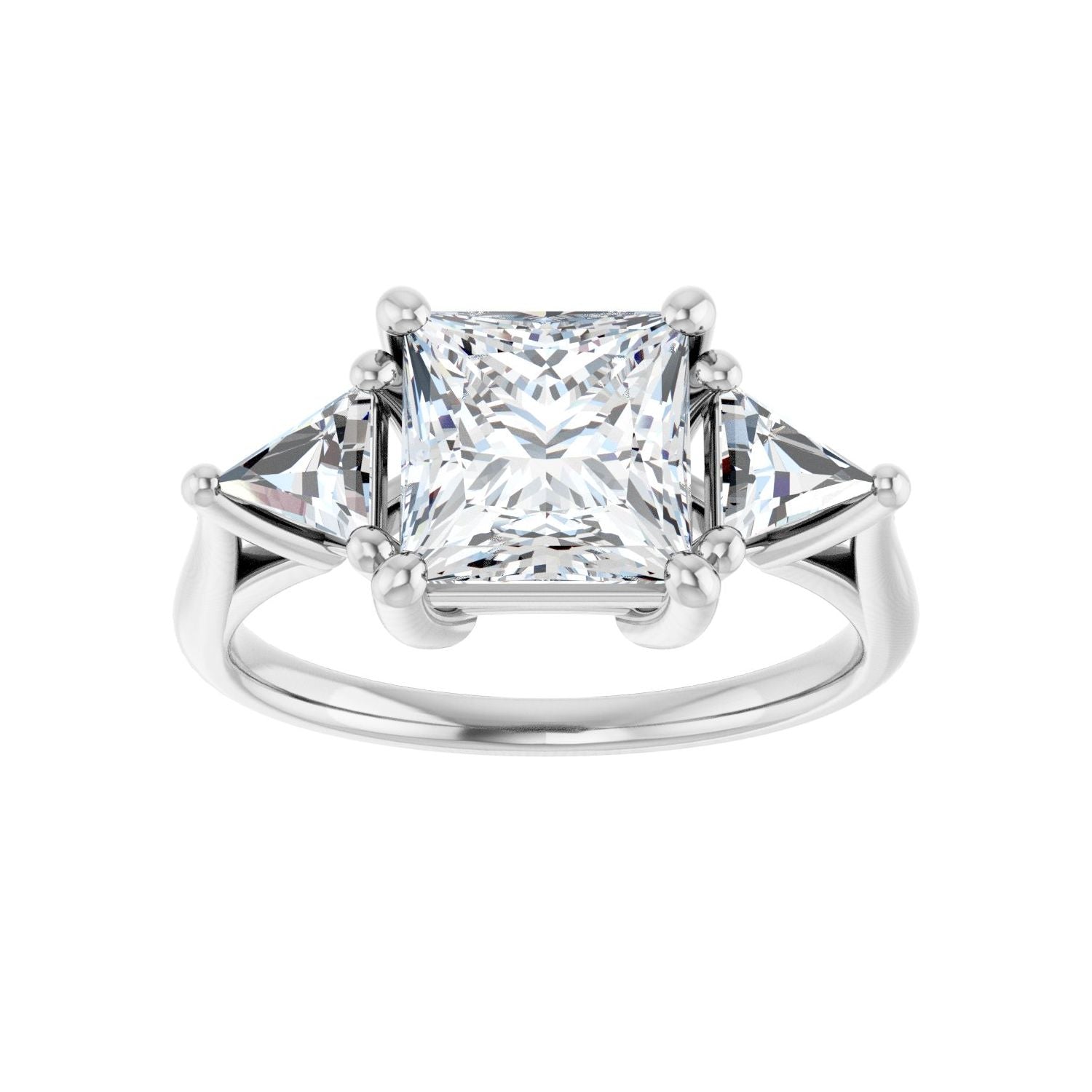 Square Three-Stone Engagement Ring | Metal Type=14K White Gold | Center Stone Size=2 CT | Image 3