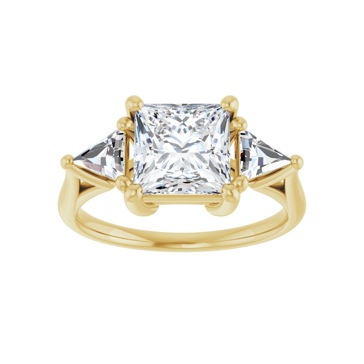 Square Three-Stone Engagement Ring | Metal Type=14K Yellow Gold | Center Stone Size=2 CT | Image 3