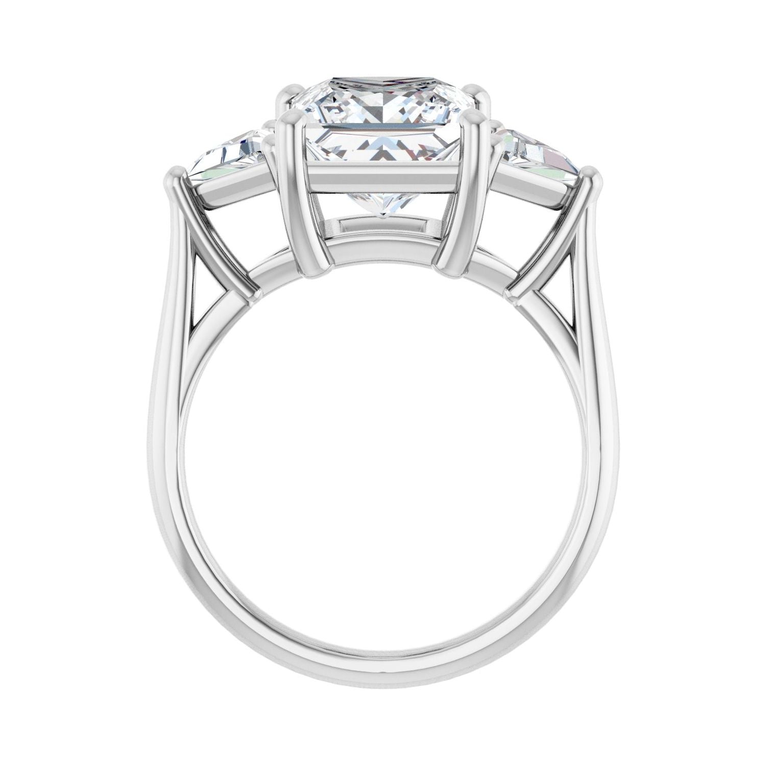Square Three-Stone Engagement Ring | Metal Type=14K White Gold | Center Stone Size=3 CT | Image 2