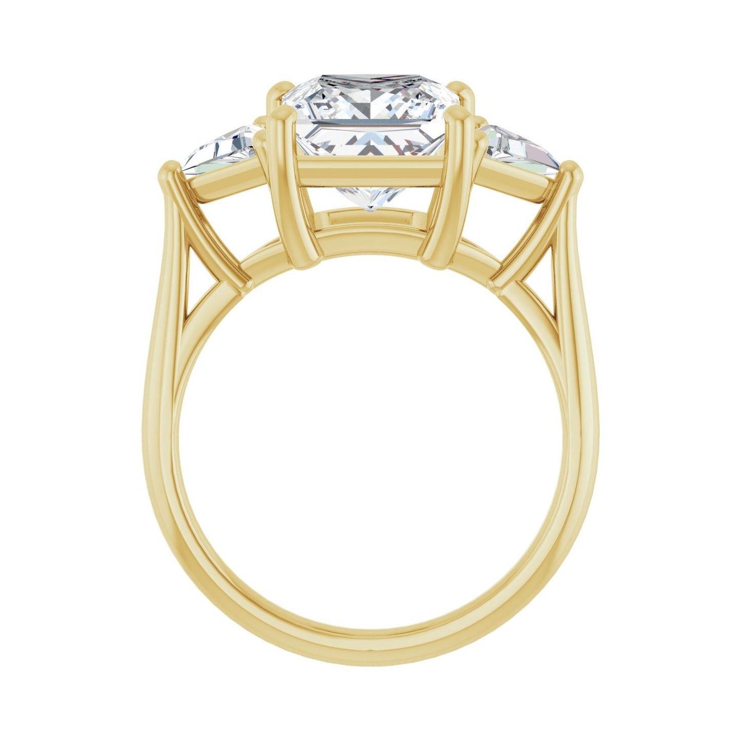 Square Three-Stone Engagement Ring | Metal Type=14K Yellow Gold | Center Stone Size=3 CT | Image 2