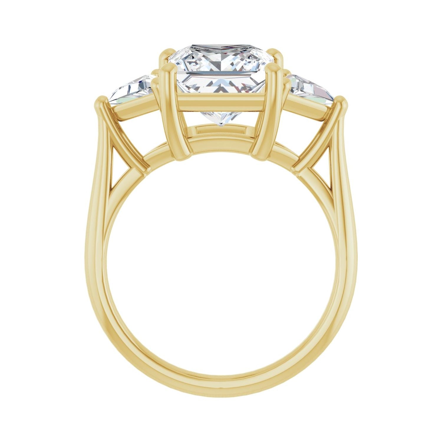 Square Three-Stone Engagement Ring | Metal Type=14K Yellow Gold | Center Stone Size=3 CT | Image 2