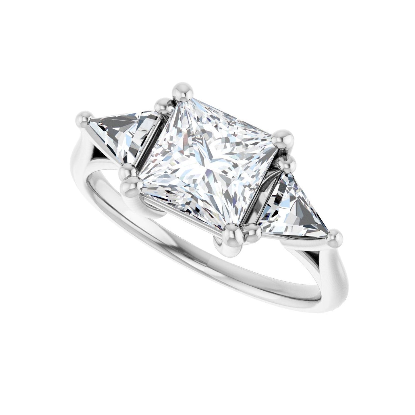 Square Three-Stone Engagement Ring | Metal Type=14K White Gold | Center Stone Size=1.5 CT | Image 5