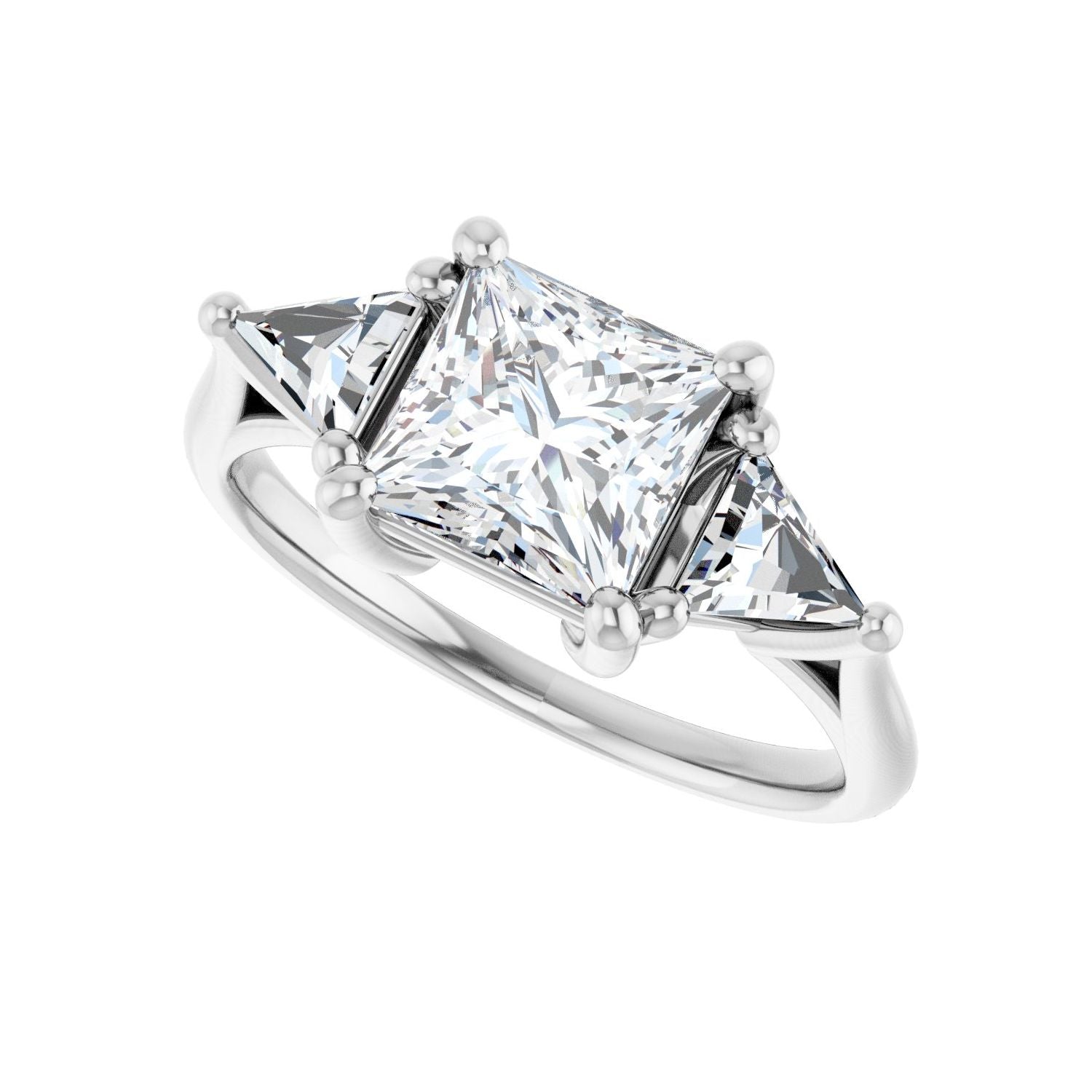 Square Three-Stone Engagement Ring | Metal Type=14K White Gold | Center Stone Size=1.5 CT | Image 5