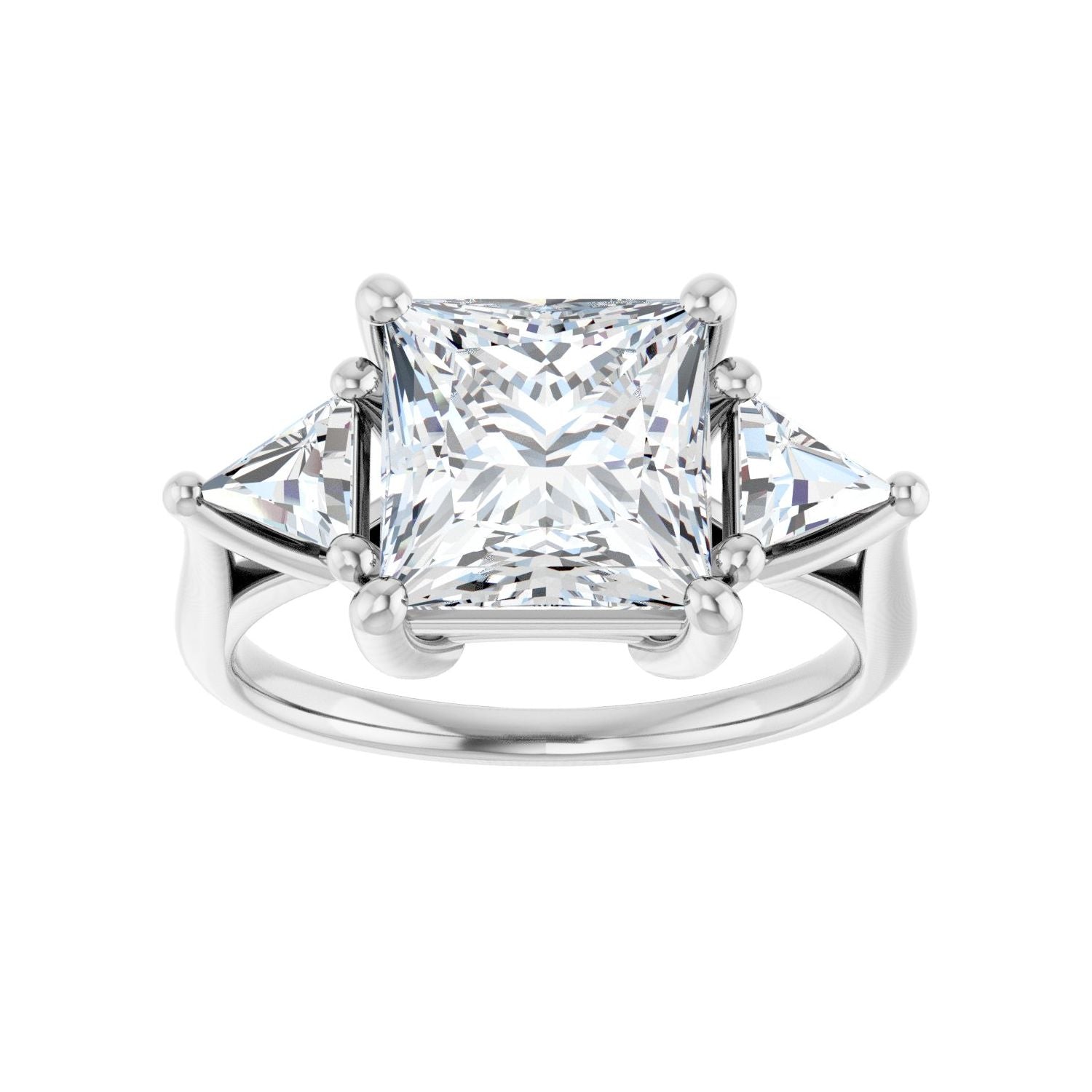 Square Three-Stone Engagement Ring | Metal Type=14K White Gold | Center Stone Size=3 CT | Image 3