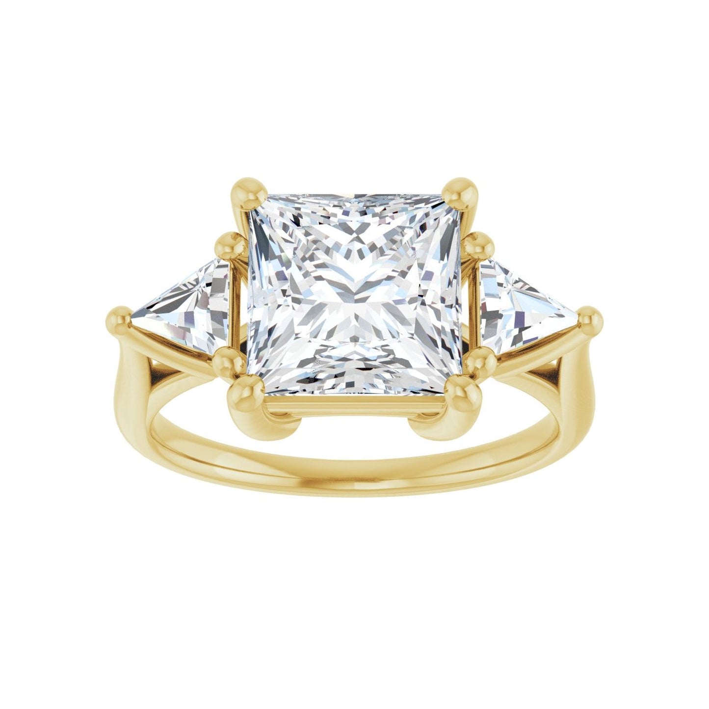 Square Three-Stone Engagement Ring | Metal Type=14K Yellow Gold | Center Stone Size=3 CT | Image 3