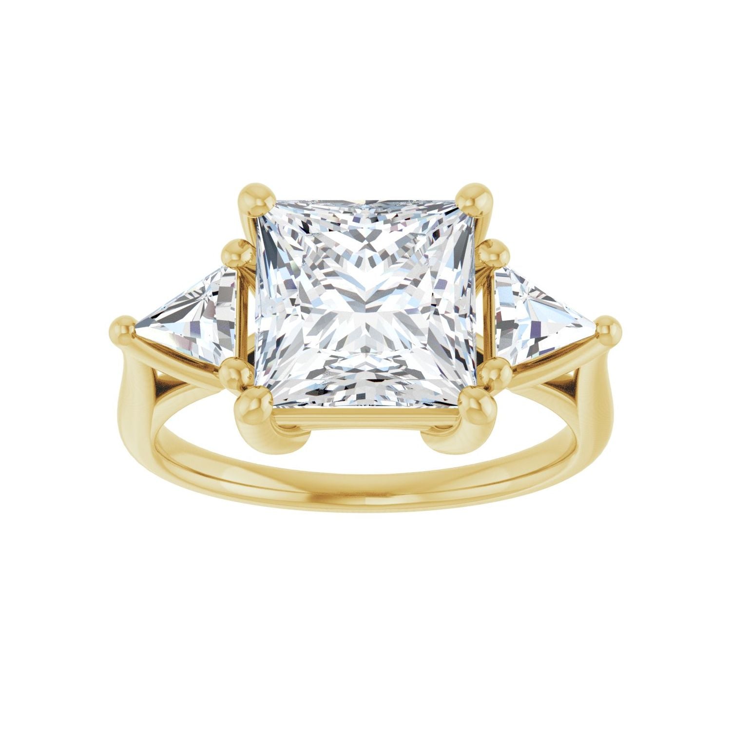 Square Three-Stone Engagement Ring | Metal Type=14K Yellow Gold | Center Stone Size=3 CT | Image 3