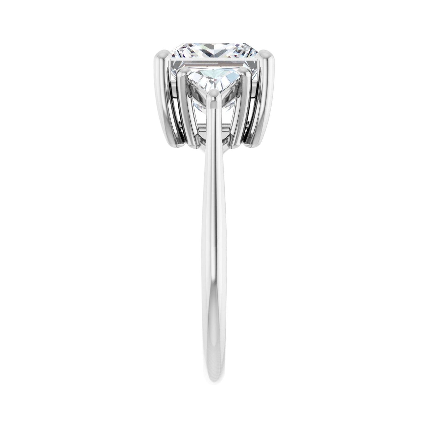 Square Three-Stone Engagement Ring | Metal Type=14K White Gold | Center Stone Size=3 CT | Image 4
