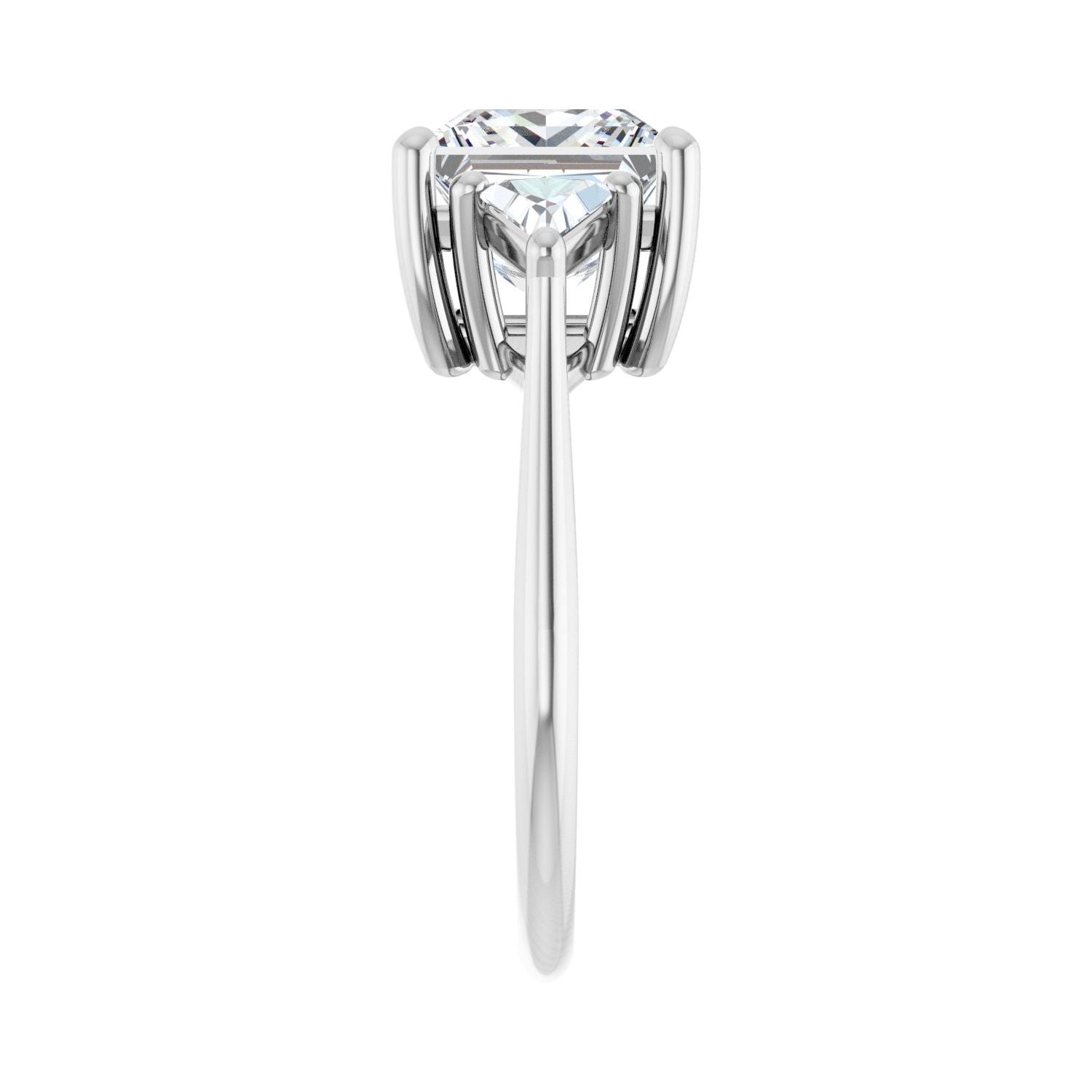 Square Three-Stone Engagement Ring | Metal Type=14K White Gold | Center Stone Size=3 CT | Image 4
