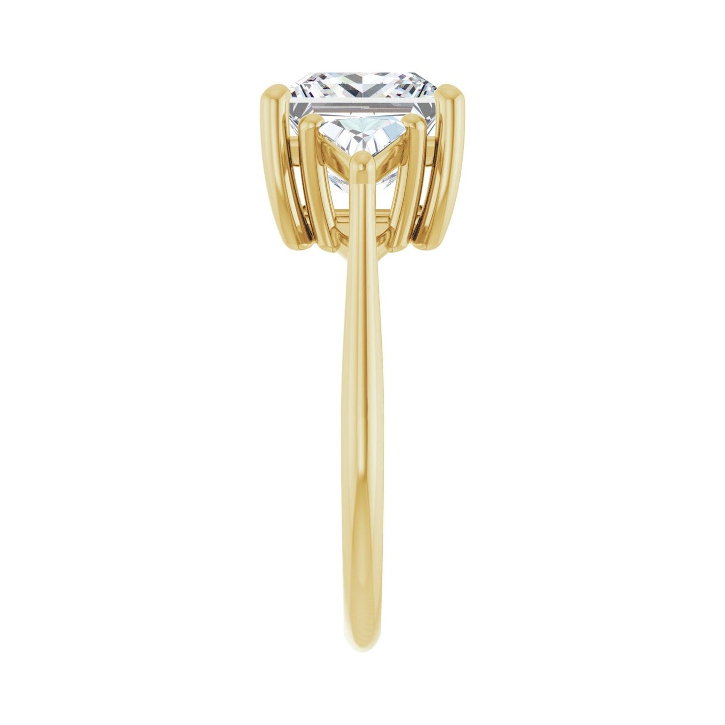 Square Three-Stone Engagement Ring | Metal Type=14K Yellow Gold | Center Stone Size=3 CT | Image 4