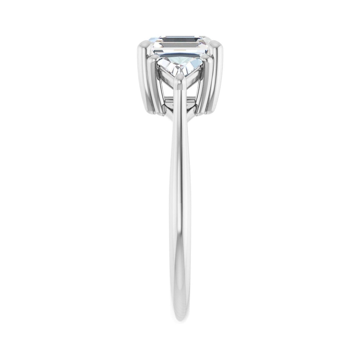 Asscher Three-Stone Engagement Ring | Metal Type=14K White Gold | Center Stone Size=2 CT | Image 4