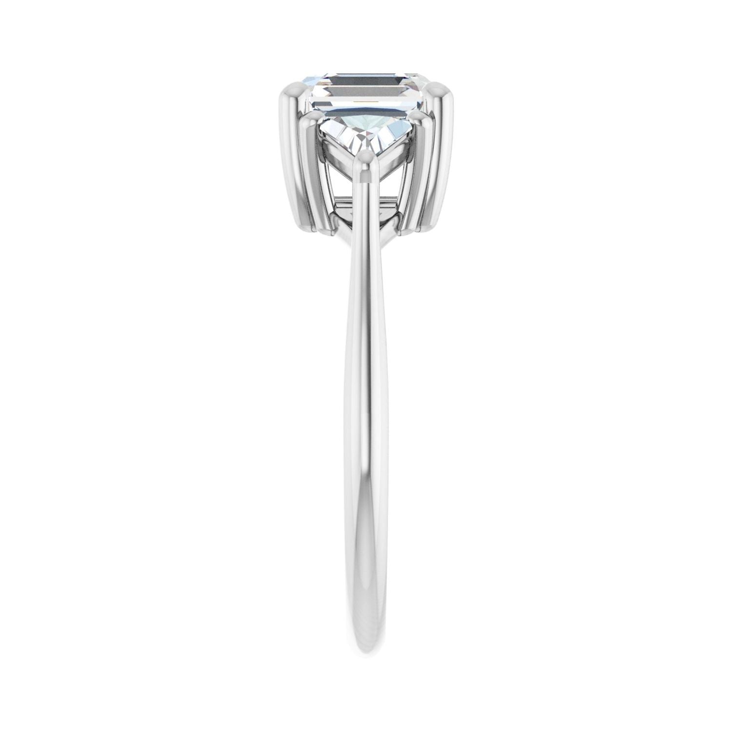 Asscher Three-Stone Engagement Ring | Metal Type=14K White Gold | Center Stone Size=2 CT | Image 4