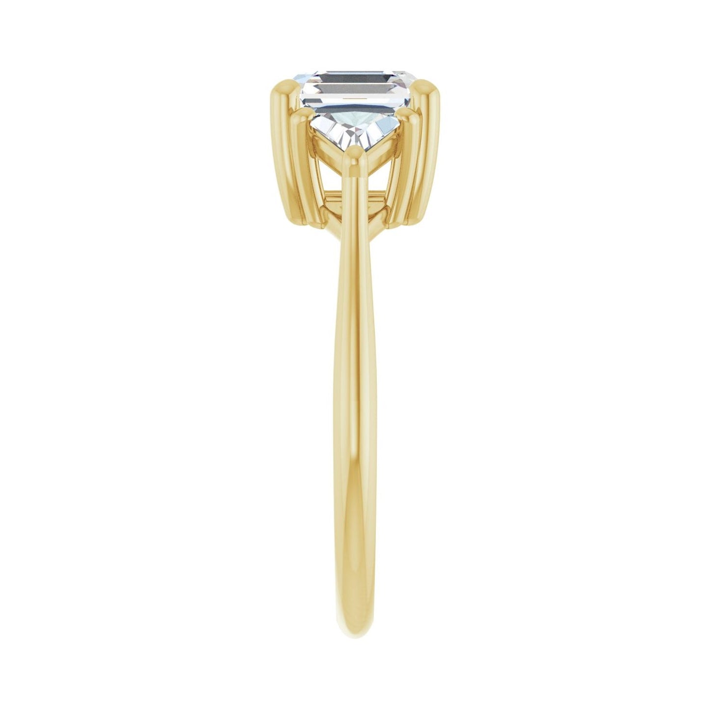 Asscher Three-Stone Engagement Ring | Metal Type=14K Yellow Gold | Center Stone Size=2 CT | Image 4